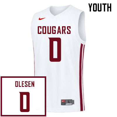 Youth #0 Ben Olesen Washington State Cougars College Basketball Jerseys Sale-White